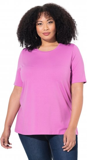 Ulla Popken Essential Round Neck Stretch Tee Cool Pink - Μπλουζάκια - 