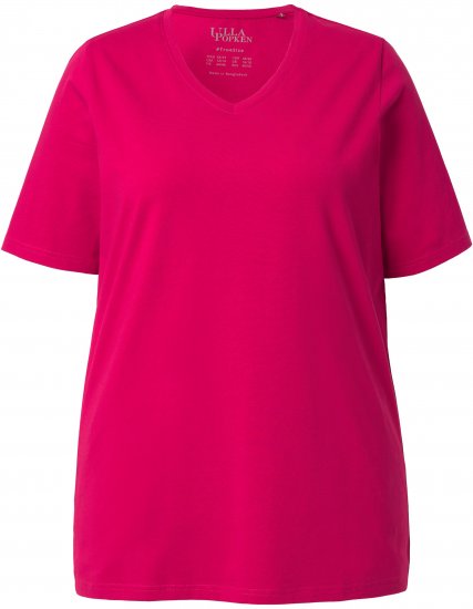 Ulla Popken Essential V-Neck Stretch Tee Dark Raspberry - Μπλουζάκια - 