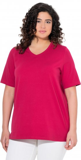 Ulla Popken Essential V-Neck Stretch Tee Dark Raspberry - Μπλουζάκια - 