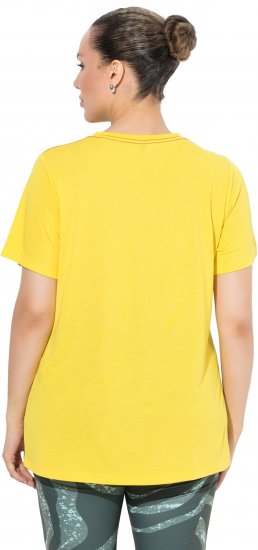 Ulla Popken Functional Antibacterial Finish V-Neck Short Sleeve Knit Top Sun Yellow - Μπλουζάκια - 