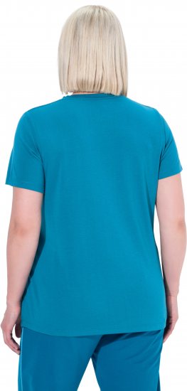 Ulla Popken Functional Antibacterial Finish V-Neck Short Sleeve Knit Top Opal Green - Μπλουζάκια - 