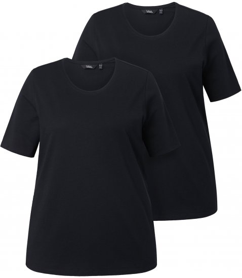 Ulla Popken Scoop Neck Short Sleeve Tee Black - Μπλουζάκια - 