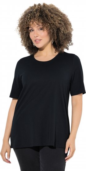 Ulla Popken Scoop Neck Short Sleeve Tee Black - Μπλουζάκια - 