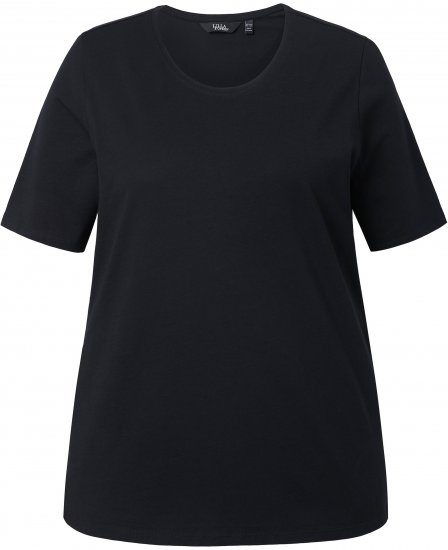 Ulla Popken Scoop Neck Short Sleeve Tee Black - Μπλουζάκια - 