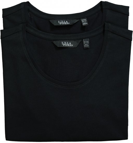 Ulla Popken Scoop Neck Short Sleeve Tee Black - Μπλουζάκια - 