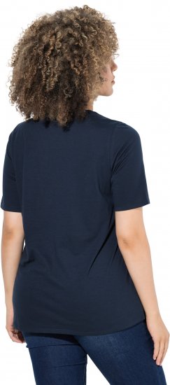 Ulla Popken Scoop Neck Short Sleeve Tee Navy - Μπλουζάκια - 