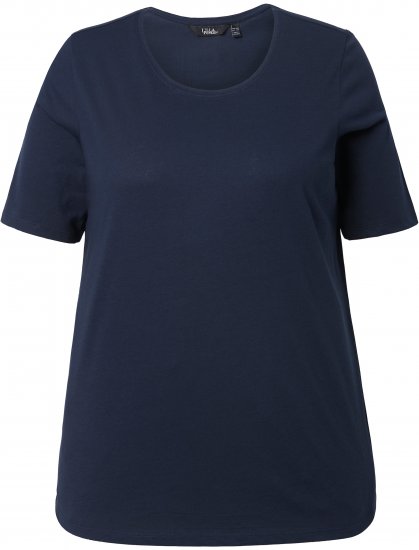 Ulla Popken Scoop Neck Short Sleeve Tee Navy - Μπλουζάκια - 