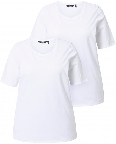 Ulla Popken Scoop Neck Short Sleeve Tee White - Μπλουζάκια - 