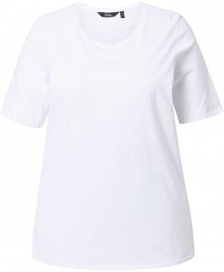Ulla Popken Scoop Neck Short Sleeve Tee White - Μπλουζάκια - 