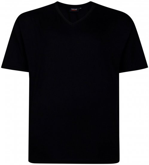 Espionage T016 Plain V-Neck T-Shirt Black - Μακό μπλουζάκια χωρίς στάμπα - 