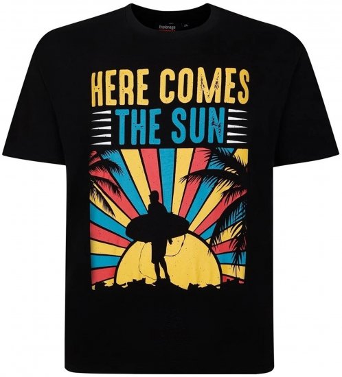 Espionage T421 Here Comes The Sun Printed T-Shirt Black - Μακό μπλουζάκια με στάμπα - 