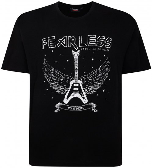 Espionage T426 Fearless Printed T-Shirt Black - Μακό μπλουζάκια - Aνδρικά μπλουζεσ μεγάλα μεγέθη