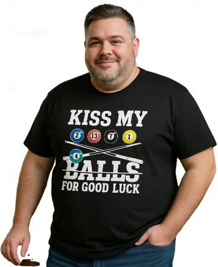 Espionage T436 Good Luck Kiss Printed T-Shirt Black - Μακό μπλουζάκια - Aνδρικά μπλουζεσ μεγάλα μεγέθη