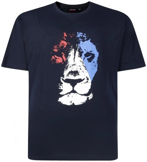 Espionage T440 Abstract Lion Printed T-Shirt Navy - Μακό μπλουζάκια με στάμπα - 