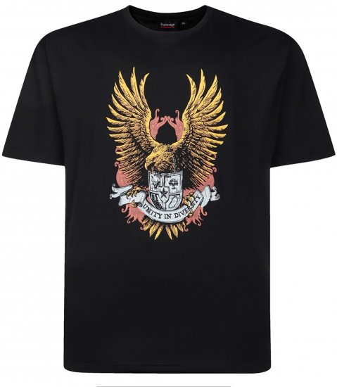 Espionage T442 Eagle Printed T-Shirt Black - Μακό μπλουζάκια - Aνδρικά μπλουζεσ μεγάλα μεγέθη
