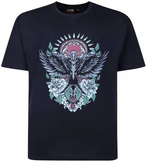 Espionage T444 Tiger Swallow Print T-Shirt Navy - Μακό μπλουζάκια με στάμπα - 
