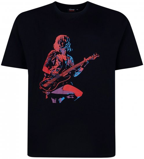 Espionage T454 Abstract Guitarist Printed T-Shirt Navy - Μακό μπλουζάκια με στάμπα - 