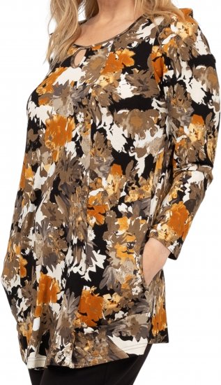 Scandinavian Caramel Flower Petals Tunic Orange and Brown - Τυπωμένα T-shirts για γυναίκες - 