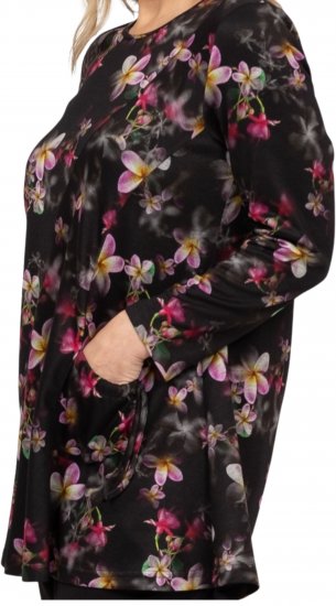 Scandinavian Caramel Flowers Tunic Red and Pink - Τυπωμένα T-shirts για γυναίκες - 