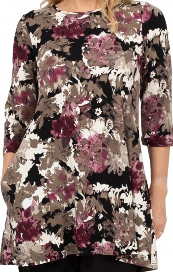 Scandinavian Caramel Flower Petals Tunic Brown - Τυπωμένα T-shirts για γυναίκες - 