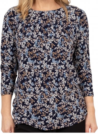 Scandinavian Caramel Tiny Flower Petals Blouse Light Blue - Τυπωμένα T-shirts για γυναίκες - 