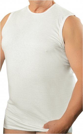20 Nodi 1004 Sleeveless Crew Neck Shirt in Combed Cotton Jersey White - Μπλουζάκια κάτω από πουκάμισα - Φανελάκια σε Μεγάλα Μεγέθη