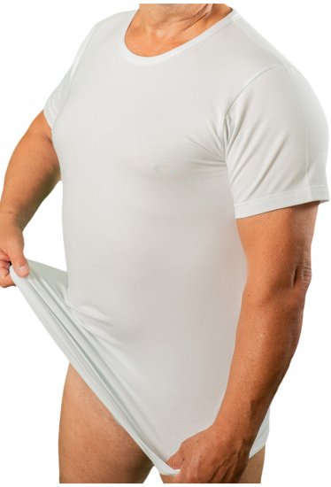 20 Nodi 9002 Short Sleeve Crew Neck in Stretch Cotton White - Μπλουζάκια κάτω από πουκάμισα - 