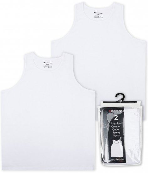Espionage U011 Twin Pack Tanktop White - Μπλουζάκια κάτω από πουκάμισα - 
