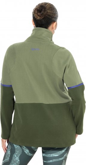 Ulla Popken Two-Tone ZIp Front Pocket Sweatshirt Olive Green - φούτερ/Φούτερ με κουκούλα - 