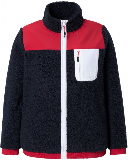 Ulla Popken Color Block Teddy Fleece Jacket Navy - φούτερ/Φούτερ με κουκούλα - 