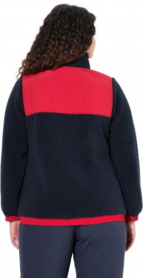 Ulla Popken Color Block Teddy Fleece Jacket Navy - φούτερ/Φούτερ με κουκούλα - 