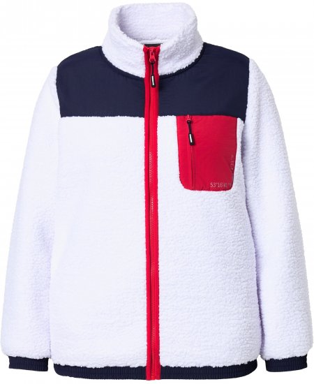 Ulla Popken Color Block Teddy Fleece Jacket Snow White - φούτερ/Φούτερ με κουκούλα - 