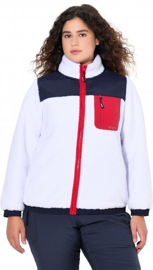 Ulla Popken Color Block Teddy Fleece Jacket Snow White - φούτερ/Φούτερ με κουκούλα - 