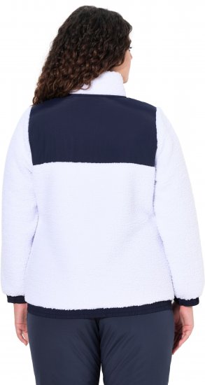 Ulla Popken Color Block Teddy Fleece Jacket Snow White - φούτερ/Φούτερ με κουκούλα - 