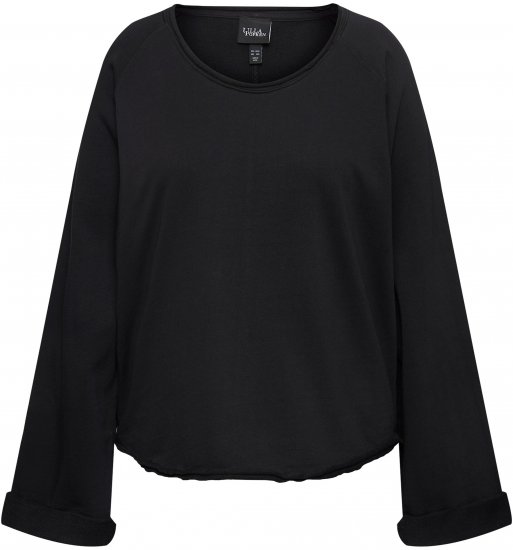 Ulla Popken Rolled Edge Long Sleeve Sweatshirt Black - φούτερ/Φούτερ με κουκούλα - 