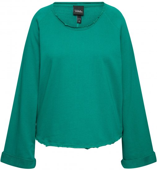 Ulla Popken Rolled Edge Long Sleeve Sweatshirt Emerald Green - φούτερ/Φούτερ με κουκούλα - 