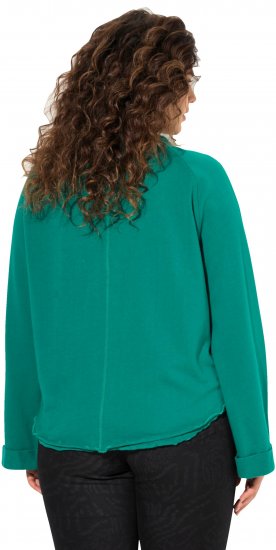 Ulla Popken Rolled Edge Long Sleeve Sweatshirt Emerald Green - φούτερ/Φούτερ με κουκούλα - 