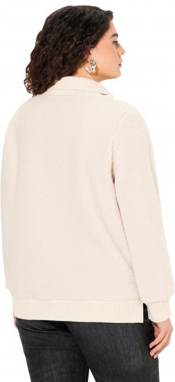 Ulla Popken Teddy Fleece Troyer Collar Sweatshirt Light Champagne - φούτερ/Φούτερ με κουκούλα - 