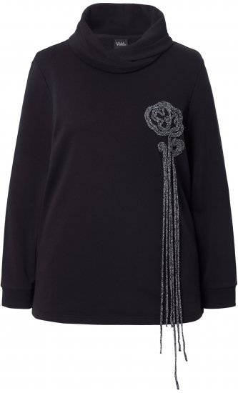 Ulla Popken Ribbon Detail Turtleneck Sweatshirt Black - φούτερ/Φούτερ με κουκούλα - 