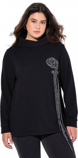 Ulla Popken Ribbon Detail Turtleneck Sweatshirt Black - φούτερ/Φούτερ με κουκούλα - 