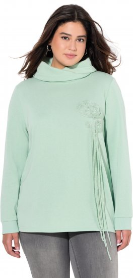 Ulla Popken Ribbon Detail Turtleneck Sweatshirt Mint Green - φούτερ/Φούτερ με κουκούλα - 