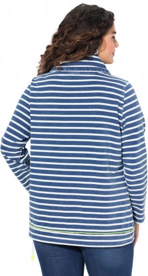 Ulla Popken Striped Turtleneck Neon Detail Sweatshirt Indigo Denim - φούτερ/Φούτερ με κουκούλα - 