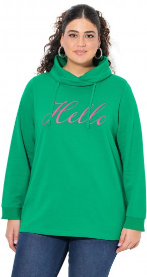 Ulla Popken HELLO Classic Fit Stand-Up Collar Sweatshirt Emerald Green - φούτερ/Φούτερ με κουκούλα - 