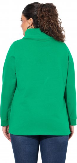 Ulla Popken HELLO Classic Fit Stand-Up Collar Sweatshirt Emerald Green - φούτερ/Φούτερ με κουκούλα - 