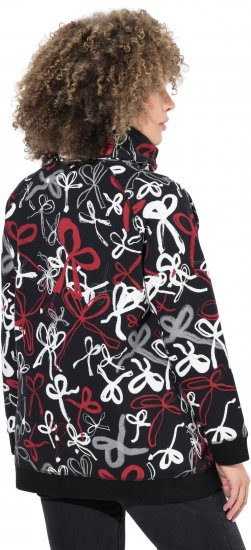 Ulla Popken Ribbon Print Turtleneck Sweatshirt Black - φούτερ/Φούτερ με κουκούλα - 
