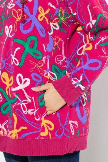 Ulla Popken Ribbon Print Turtleneck Sweatshirt Cherry Red - φούτερ/Φούτερ με κουκούλα - Ζεστά Φούτερ, Hoodies & Πλεκτά