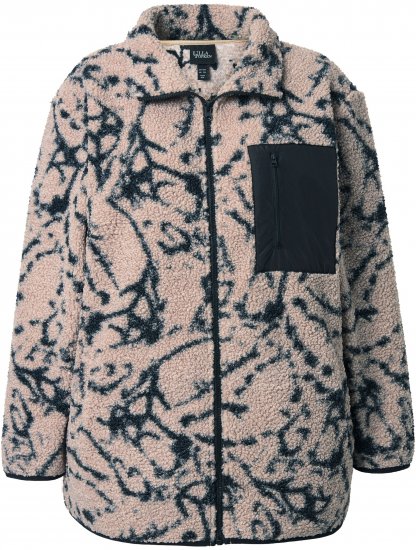 Ulla Popken Marble Print Teddy Fleece Jacket Dark Putty - φούτερ/Φούτερ με κουκούλα - 