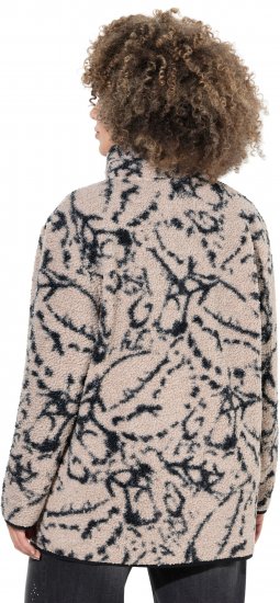 Ulla Popken Marble Print Teddy Fleece Jacket Dark Putty - φούτερ/Φούτερ με κουκούλα - 