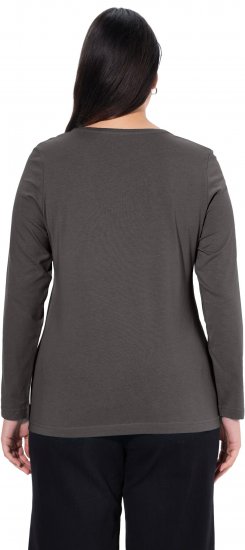 Ulla Popken Basic Round Neck Long Sleeve Slim Fit Cotton Tee Graphite Grey - Μπλουζάκια - 