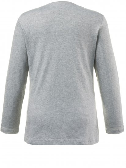 Ulla Popken Basic Round Neck Long Sleeve Slim Fit Cotton Tee Light Grey Melange - Μπλουζάκια - 